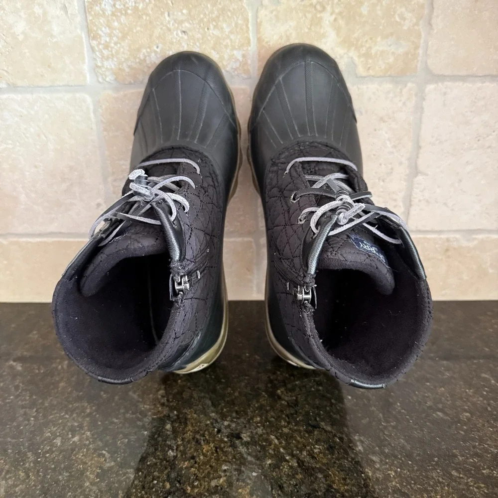 Sperry‎ Quilted Nylon Duck Boots Size 9M Women's Black STS81733 Waterproof